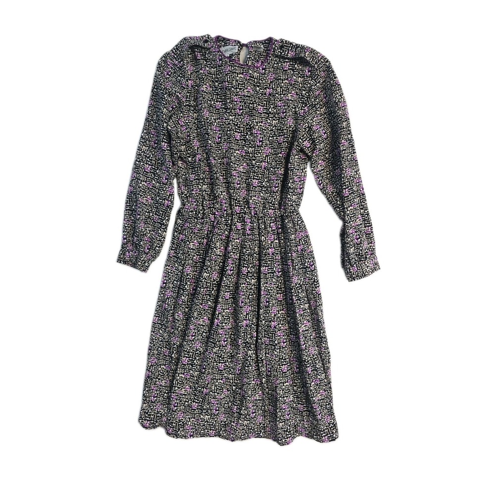 Vintage Women's Long Sleeves Midi Dress Andea Gayle Multicolor Plaid 8